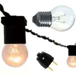 Varal De Luz 20 Metros - 20 Soquetes E27 Cordão Cor Preto