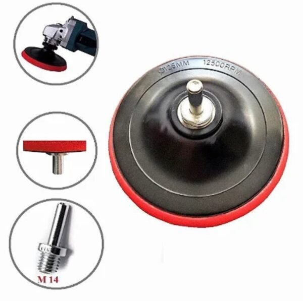 Suporte de Borracha Para Lixa Com Velcro Rosca M14 125mm - Imagem 2