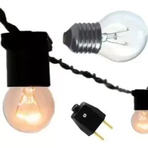 Varal De Luz 50 Metros - 50 Soquetes E27 Cordão Cor Preto