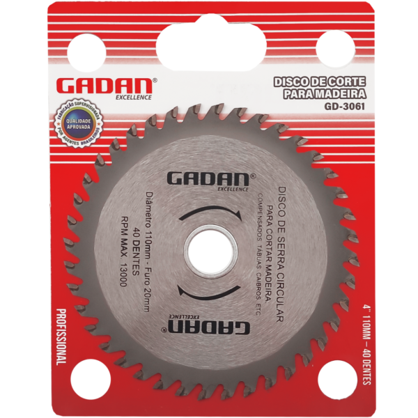 Disco de corte para madeira 4'' 110mm