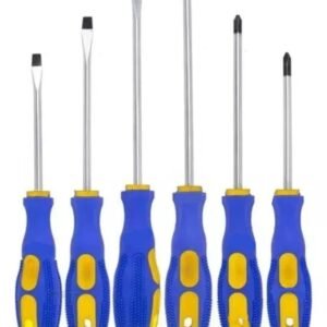 Kit chave de fenda azul e amarelo c/ 6 peças