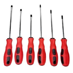 Kit chave de fenda vermelho e preto c/ 6 peças