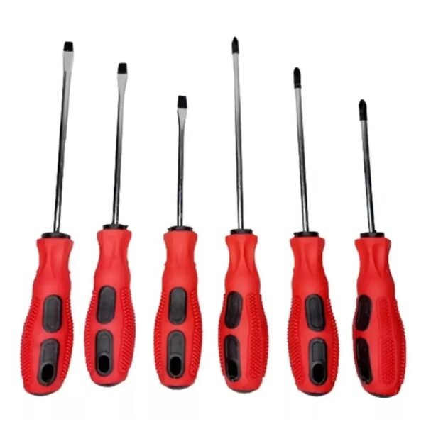 Kit chave de fenda vermelho e preto c/ 6 peças